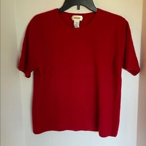 Talbots Gorgeous Red Crew Neck  cashmere short sleeve sweater woman’s size Large